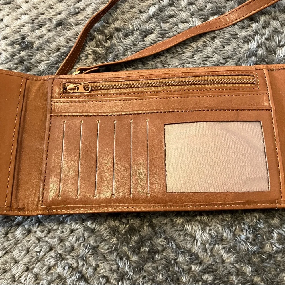 Vintage Macro Bag‎ Brown Cowhide Leather Crossbody Wallet With Adjustable Strap